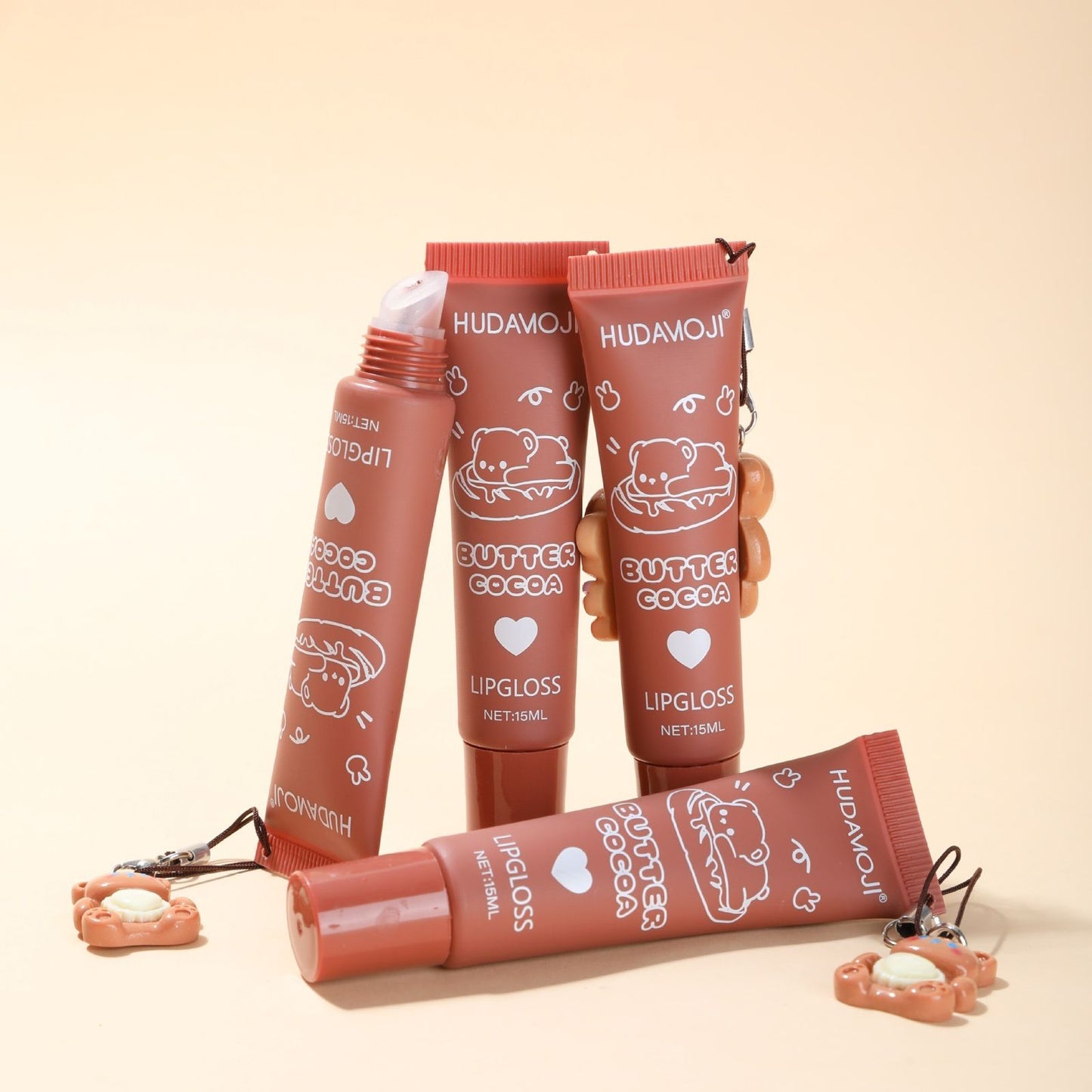 Hudamoji 6pcs Cocoa Butter Bear Tube Lip Gloss