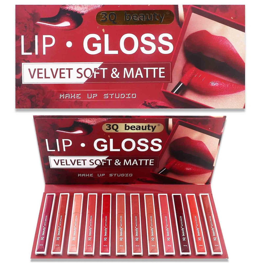 3Q Beauty Lip Gloss Velvet Soft And Matte 12Pcs Set