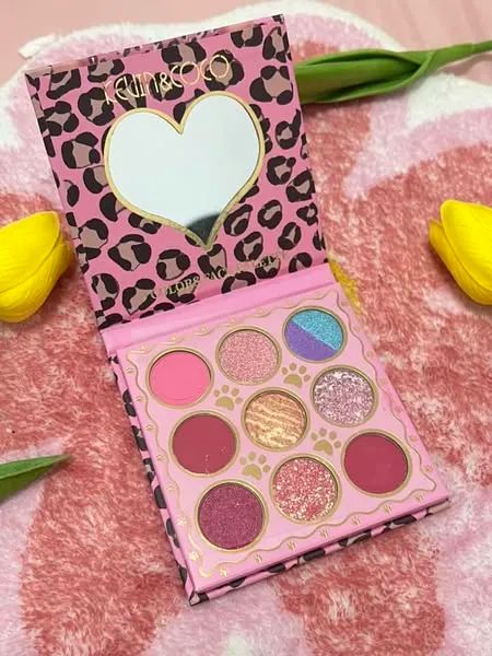 Kevin & Coco 9 Color Face & Eyeshadow Palette Bold Pigmented Glitter & Matte Shades with Mirror Long-Lasting Makeup Kit