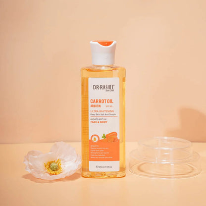 Dr Rashel Face & Body Carrot Oil Arbutin SPF50+ Ultra Whitening keep Skin Soft and Supple