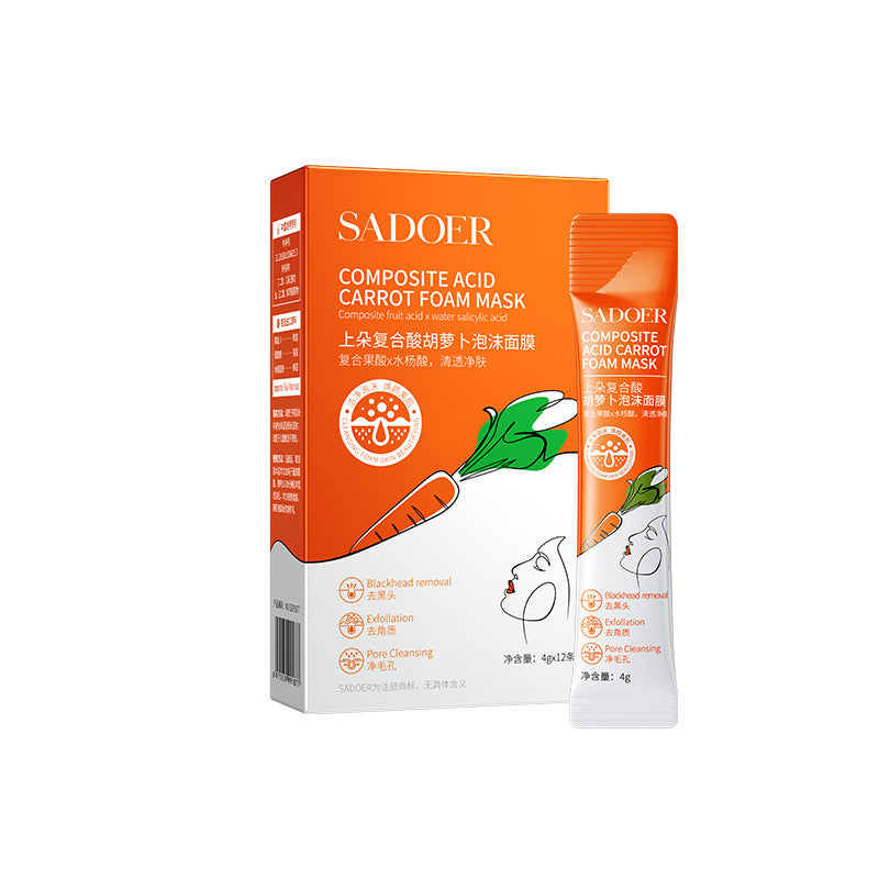 Sadoer Carotene Series Composite Acid Carrot Foam Mask12 Sachet in a Box