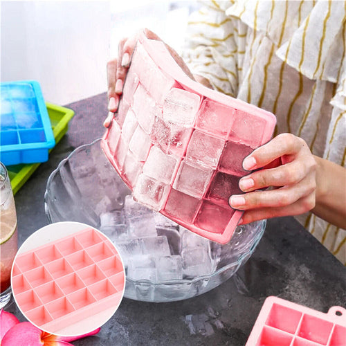 24 Grids Silicone Large Ice Cube Candy Chocolate Jelly Cookie Tray Mold With Lid