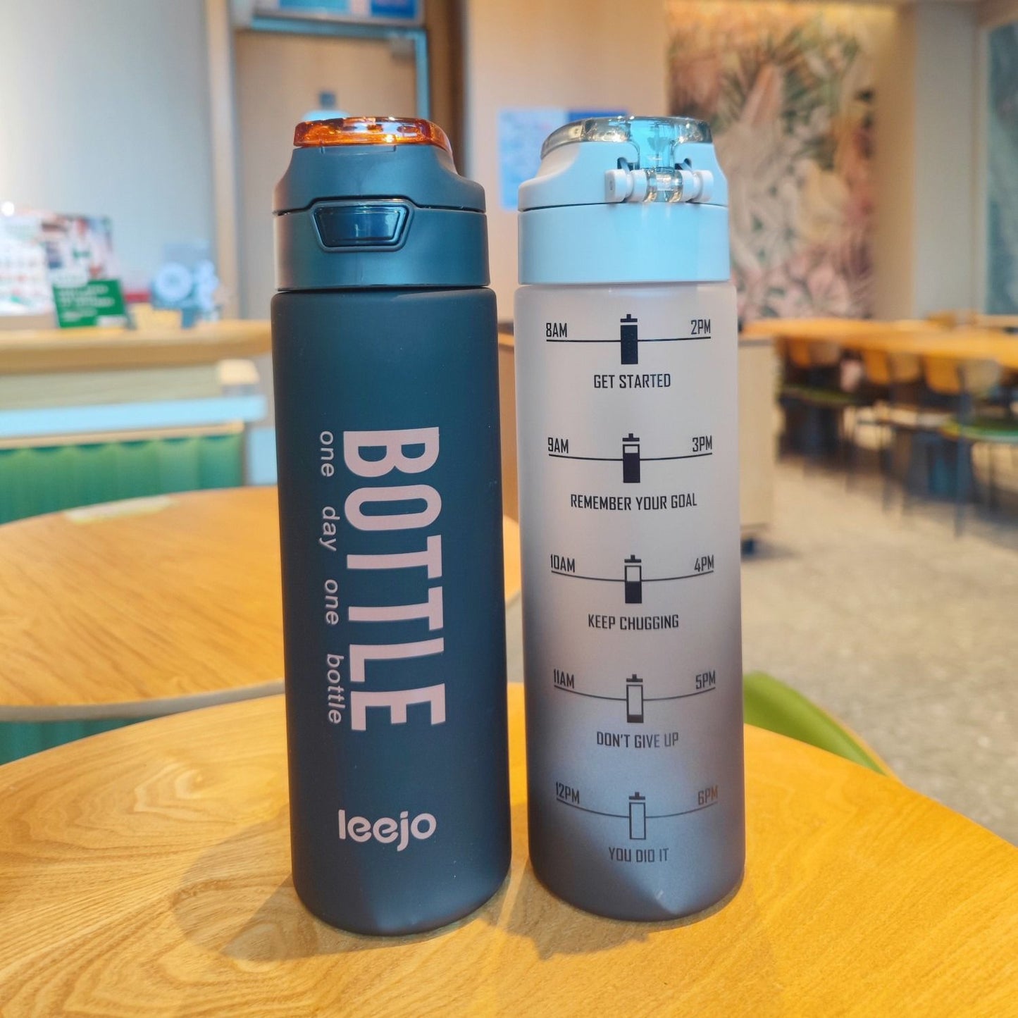 Leejo Travel Sports Water Bottle with Leak-Proof Time Marking Temperature 1000ml