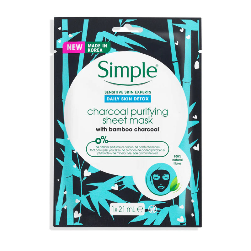 Simple Daily Skin Detox Charcoal Purifying Sheet Mask With Bamboo Charcoal