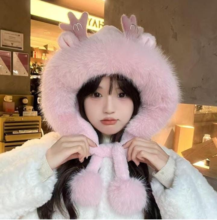Soft Fluffy Bunny Ears Winter Cap