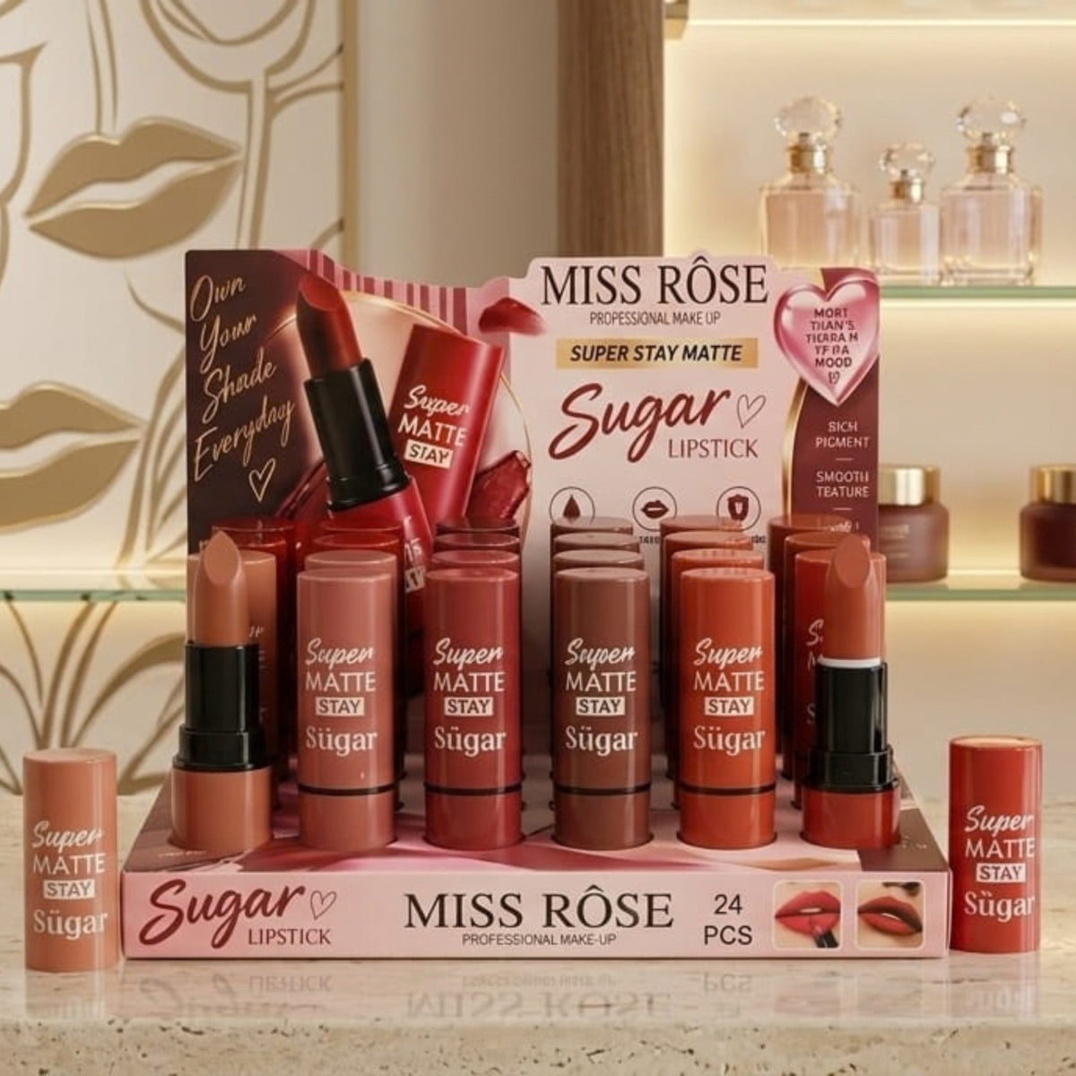 Miss Rose Sugar Super Stay Matte Lipstick Set – 12 Pieces