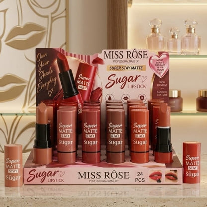 Miss Rose Sugar Super Stay Matte Lipstick Set – 12 Pieces