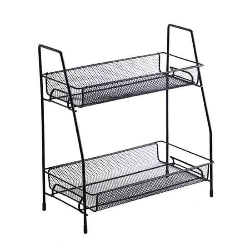 Multifunction Portable Double Layer Smart Stand Iron Shelf Rack Organizer