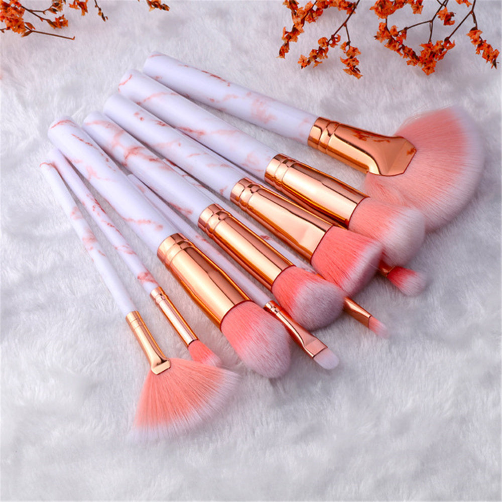 Marble Design Makeup Brush Set Pack Of 10Pcs