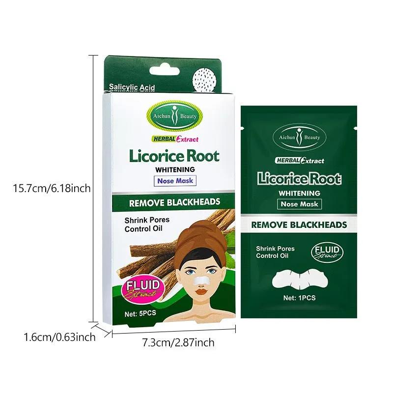 Aichun Beauty Licorice Root Nose Mask Salicylic Acid Remove Blackheads Nose Cleaner Nose Pore Strips 5 Sachet