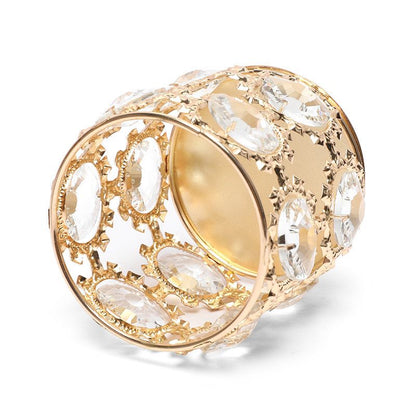 Multipurpose Round Shape Crystal And Gold Nug Pen Makeup Brush Holder