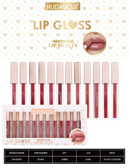 Hudamoji Luxe Nude & Red Lip Gloss Collection Pack of 12