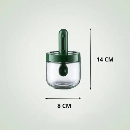 Glass Seasoning Bottle with Telescopic Spoon Leak Proof and Moisture-Proof Seasoning Jar 3pcs Set