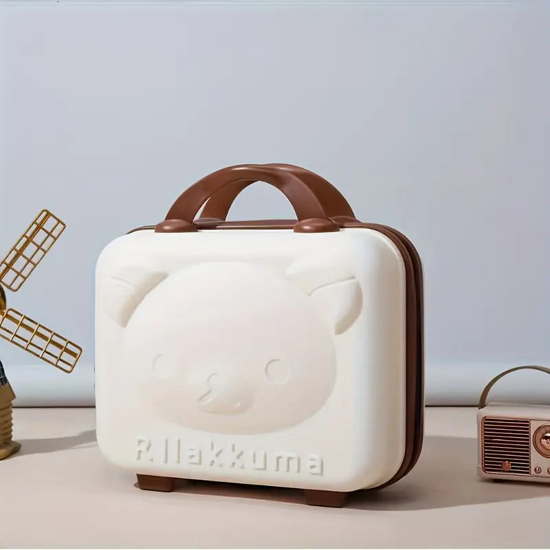 Adorable Bear-Shaped Hanging Makeup Organizer Durable PP Material Portable Cosmetic Storage Bag