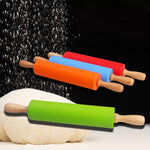 Silicone Dough Roller With Wooden Handle