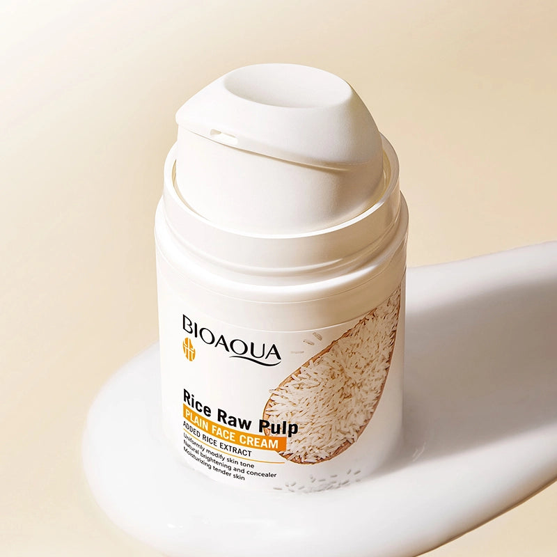 BIOAQUA Rice Raw Pulp Plain Face Cream Uniformly Modify Skin Tone Natural Brightening Concealer Moisturizing 50g