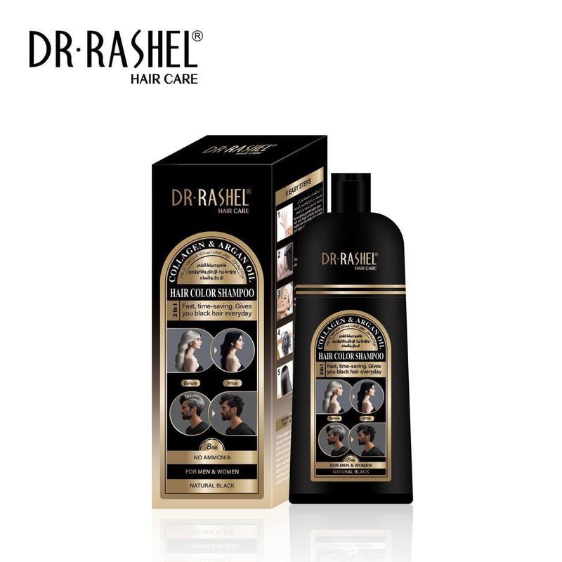 Dr.Rashel Collagen And Argan Oil Hair Color Shampoo Natural Black