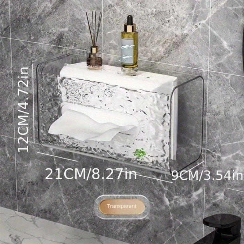 Multifunctional Wall Mounted Acrylic Water Ripple Design Tissue Box 21875