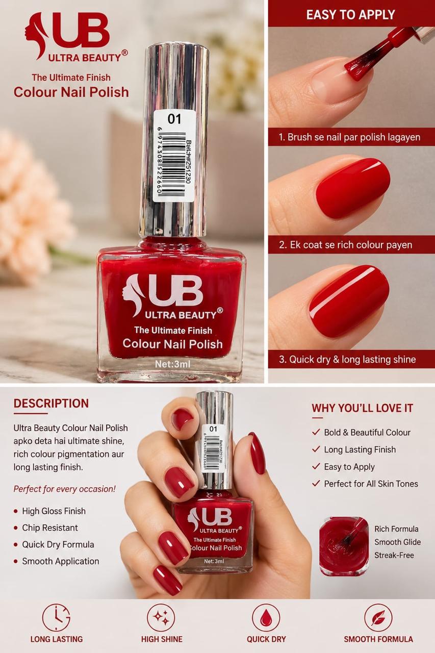 Ultra Beauty Colour Nail Polish – 3ml (Set F)