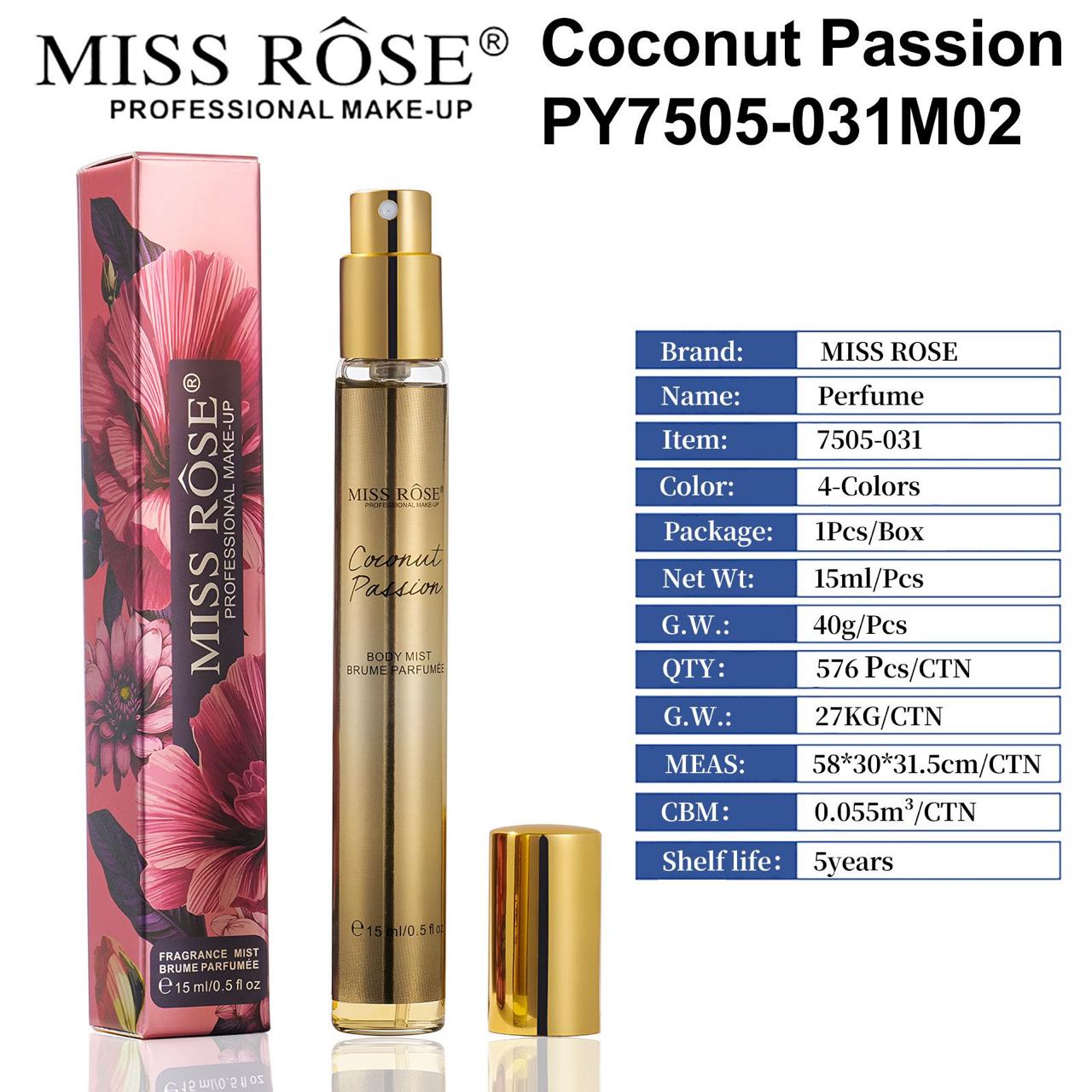 Miss Rose Pocket Body Mist Perfume Collection 15ml