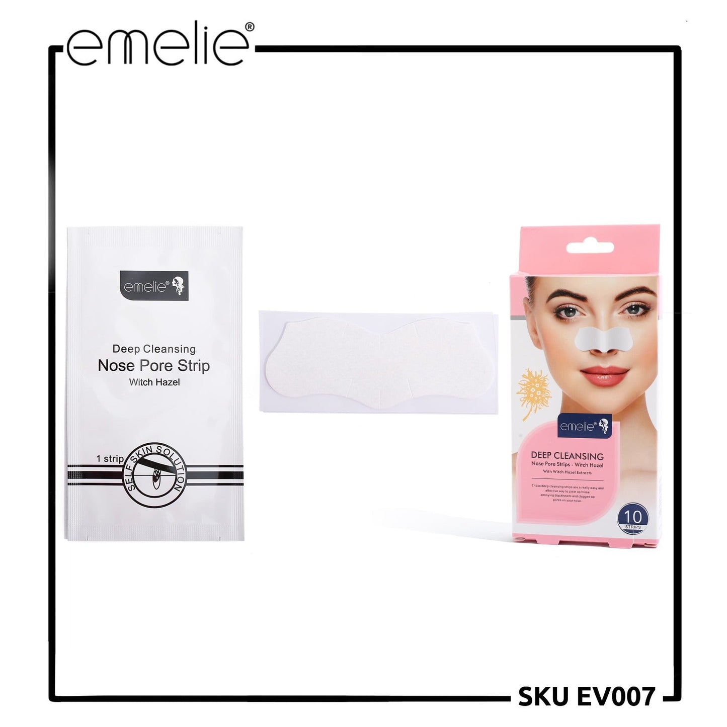 Emelie Deep Cleansing Nose Pore Strips With Witch Hazel Extracts 10 Strips