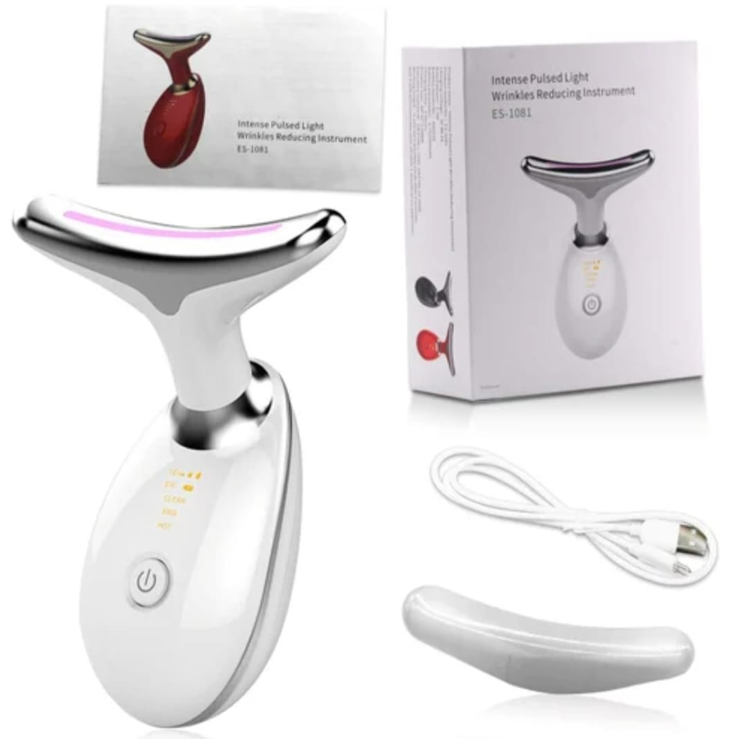 Face And Neck Beauty Device With 7 Colors Of LED Lighting, Vibration Massage, Neck Line Improvement, Double Chin Reduction, Neck Lifting Massager
