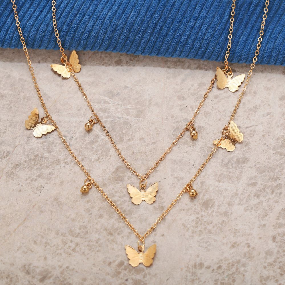Fashion Jewellery 2 Layer Butterfly Necklace