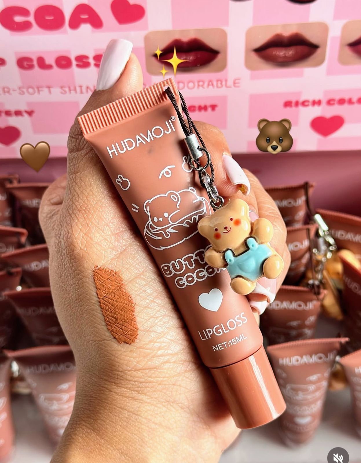 Hudamoji 6pcs Cocoa Butter Bear Tube Lip Gloss