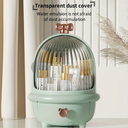 Multipurpose Bow Knot Top Head Cosmetic And Makeup Organizer With Acrylic Cover With 1 Drawer