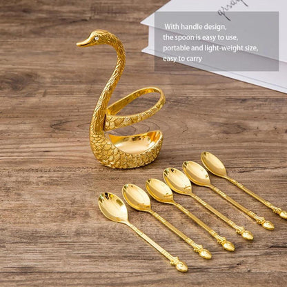 Swan Shaped Spoon Set Holder Stainless Steel