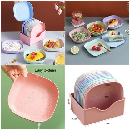 10 Pcs Plate Set With Holder