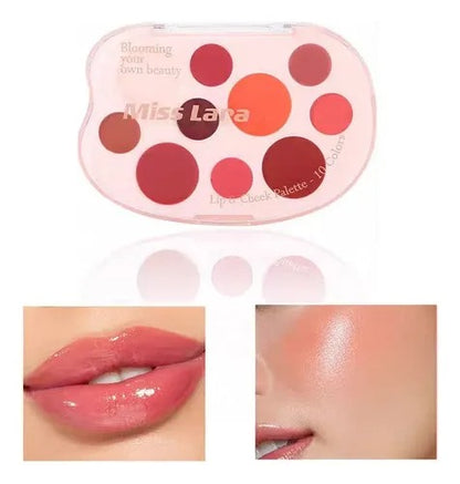 Miss Lara Aesthetic Lip & Cheek Cream 10 Colors Palette