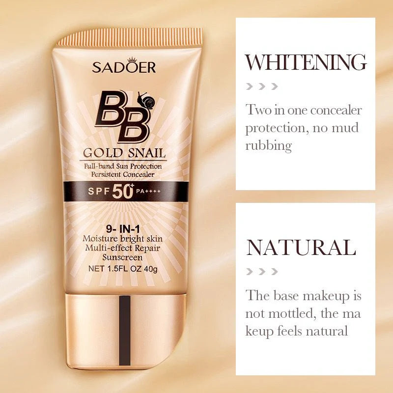 Sadoer Gold Snail Concealer Isolation BB Cream Long Lasting Sunscreen