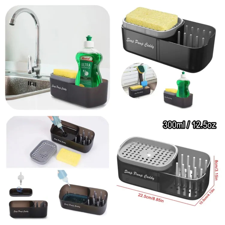 Soap Pump and Sink Caddy 3in1 Sponge Soap Dispenser