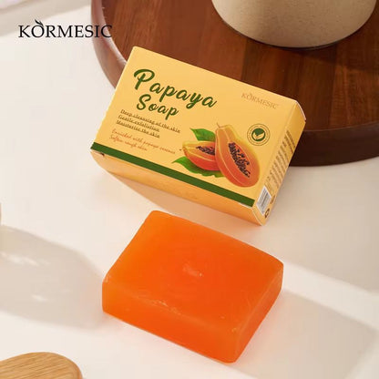 KORMESIC Papaya Soap Gentle Exfoliating Moisturizing Deep Cleansing Body Bath Soaps 100g