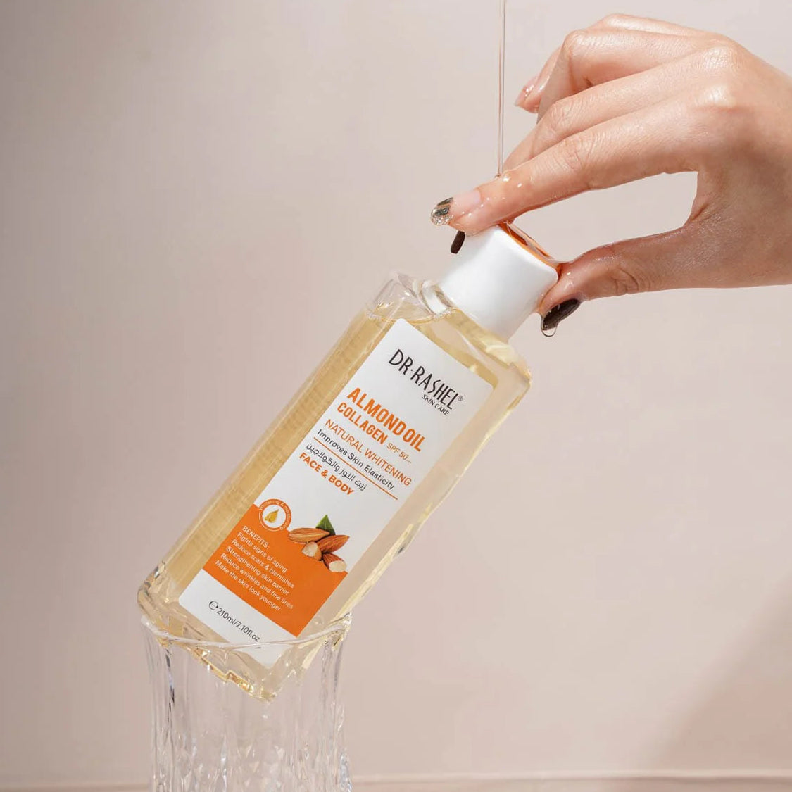 Dr RASHEL Face & Body Almond Oil Collagen SPF50+ Natural Whitening Improves Skin Elasticity