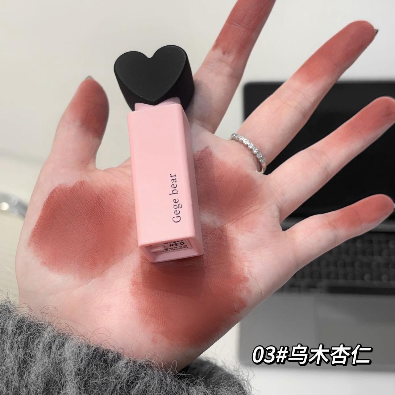 Gege Bear Dream Love Heart Lipstick Velvet Matte Lip Gloss 6Pcs Set