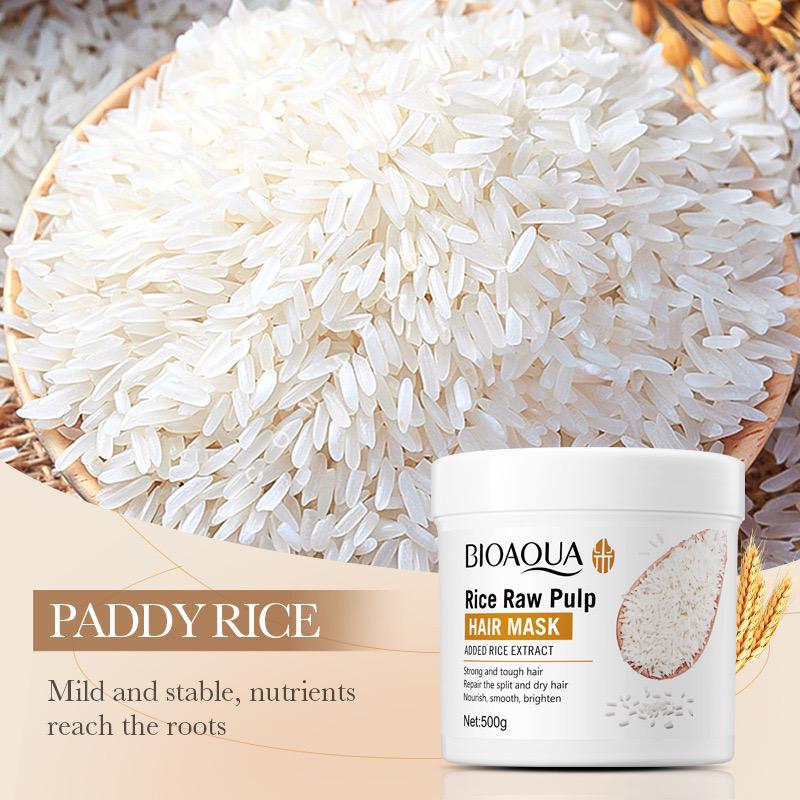 Bioaqua Rice Raw Pulp Hair Mask For Dry Damaged Hair 500g