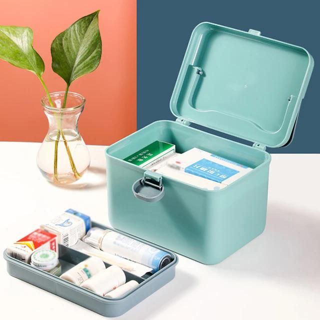 Portable Handle Double Layer First Aid Medicine Storage Box