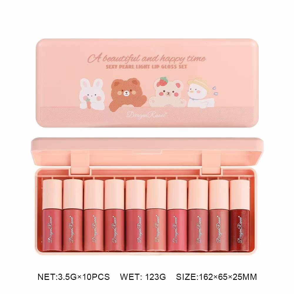 Dragon Ranee A Beautiful And Happy Time Sexy Pearl Light Lip Gloss Set Of 10Pcs