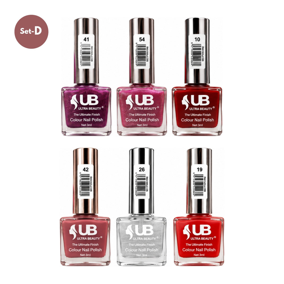 Ultra Beauty Colour Nail Polish – 3ml (Set D)