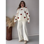 Premium Fleece 2 Piece Heart Print Co-Ord Set For Winter