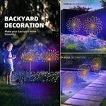 Solar Firework Light Waterproof Outdoor 8 Lighting Modes Fairy String Solar Lights Garden Decoration 200LED Warm Light