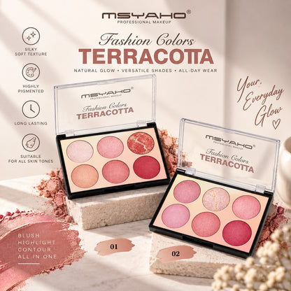 MSYAHO Fashion Colors Terracotta Blusher + Highlighter All in One Palette