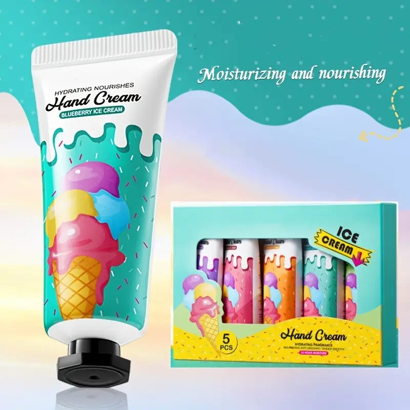 Sadoer 5Pcs Ice Cream Hydrating Fragrance Hand Cream