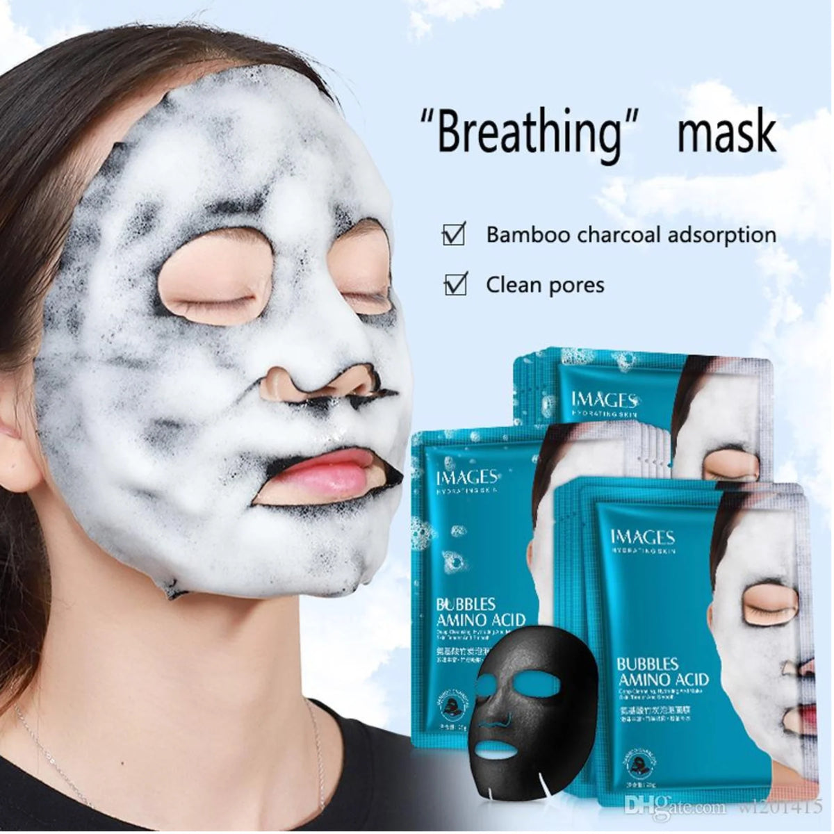 Images Amino Acid Bamboo Charcoal Bubble Sheet Mask 25g