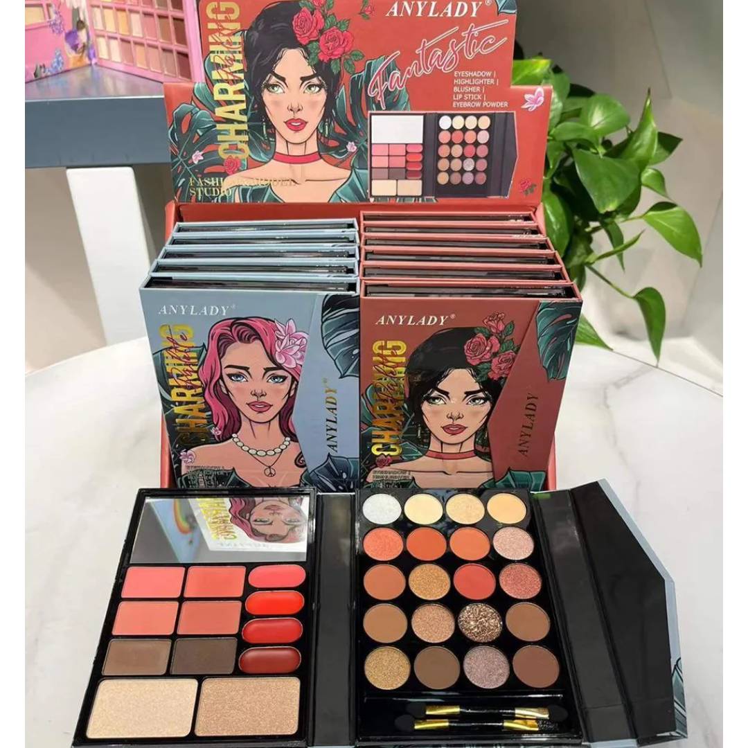 Any Lady Charming Palette Makeup Highlighter Blusher Lipstick Eyebrow Powder Eyeshadow Palette