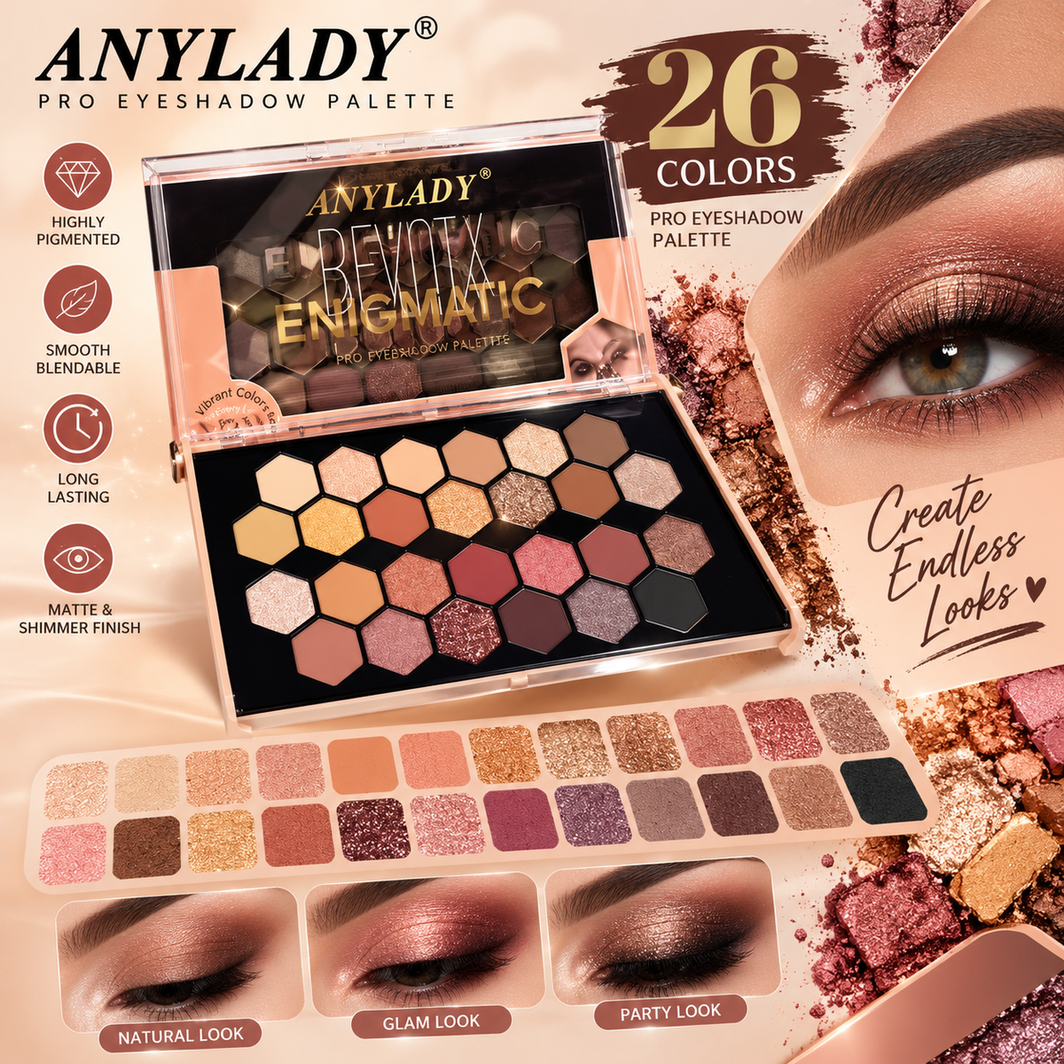 ANYLADY Beauty Enigmatic 26-Color Eyeshadow Palette (Model 8342)