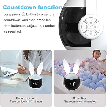 Cute Bunny Alarm Clock Rabbit Alarm Clock Alarm Clock With Ringtones Rechargeable Snoozing Night Light Clock