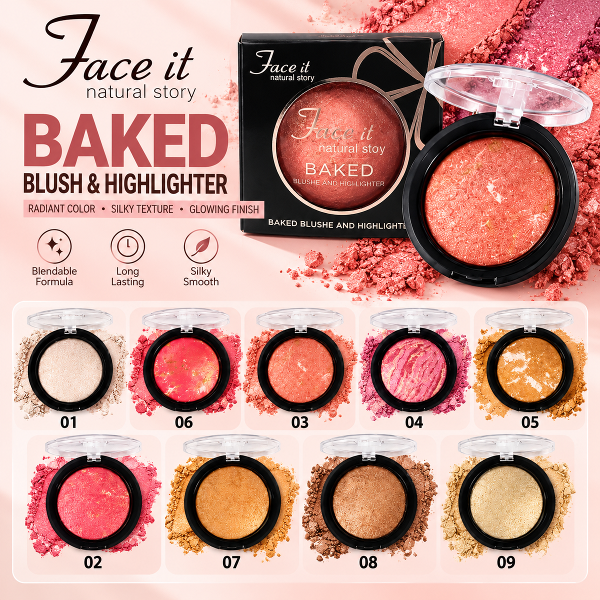 Face It Natural Story Baked Blush & Highlighter